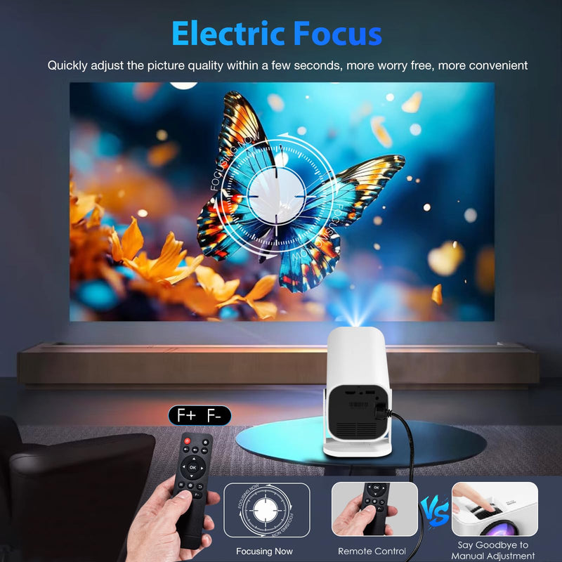 Portable Projector, Mini Room Projector, Built-in Speaker And Bluetooth 5.3, Native 1080P, Compatible With 4K, Supports Smartphone/ TV Stick/ PS5/ Laptop/ X box/ HDMI/ USB (Mini Projector for Bedroom) Mini Projector for Bedroom