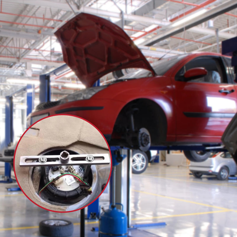 Fuel Pump Removal Tool, Adjustable Double Contact Fuel Pump Lock Ring Tool with 3/8” to 1/2” Drive Compatible with BMW,Mercedes-Benz,Volkswagen,Audi Fuel Tank Lids Removal/Installation