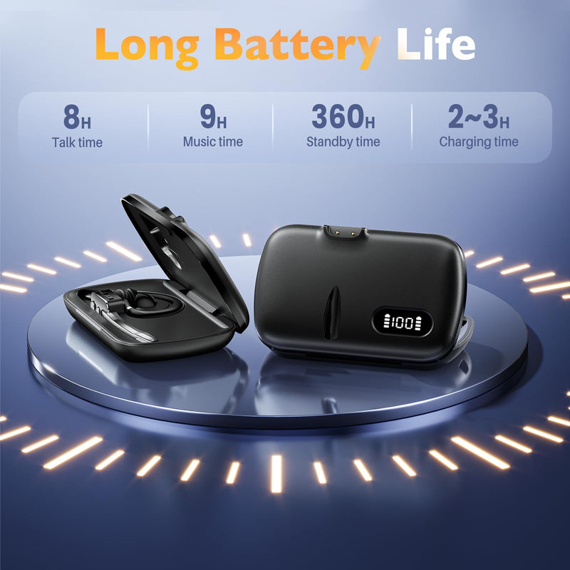 Bluetooth Headset, Wireless Headset with Dual-Mics & Noise Cancelling, Bluetooth Earpiece with Mute, V5.3 Hands-Free Headset with QCC Chip for Phone PC iOS Android