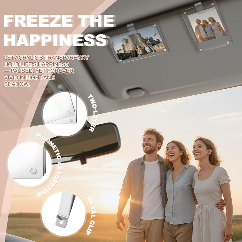 BST3CBABY 2 Pack Car Visor Photo Clip and Visor Clip Photo Frame,Clear Nonslip Strong Stickiness for Photo Car Visor Clip,Auto Accessories &Couple/Pet Photos -Universal Fit Family Road Trip Memories