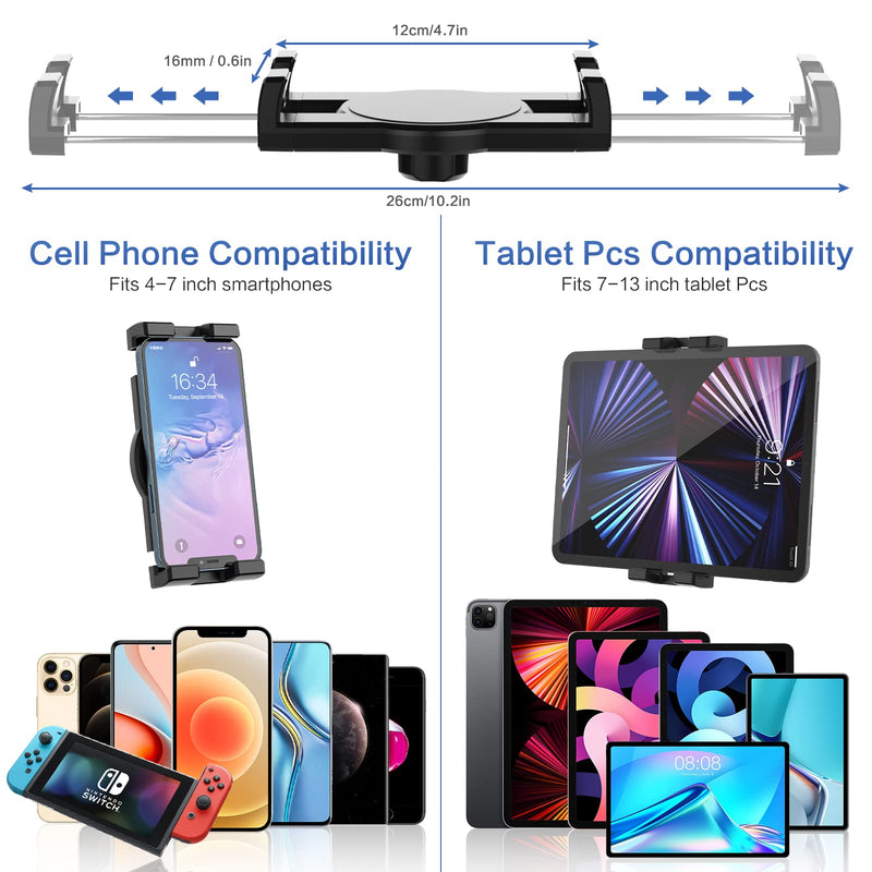 Dashboard Car Tablet Mount Suction [Telescopic Adjustable Arm] Car Dash Windshield Tablet Holder for iPad Pro 12.9 Air Mini, Galaxy Tabs, Fold, iPhone, 4-13" Tablets & Phones
