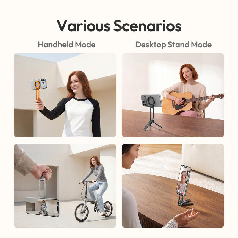 ULANZI MA30S Phone Tripod, Mini Tripod Stand for MagSafe | Ultra-Light Carabiner Tripod, One-Click Open, Foldable Portable Travel Tripod for iPhone Samsung Video Recording