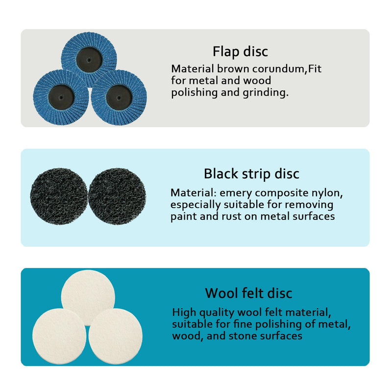58PCS 3 Inch Quick Change Sanding Disc Set,Surface Conditioning Disc for Die Grinder Surface Prep Strip Grind Polish Burr Finish Rust Paint Removal