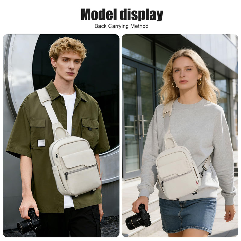 Cwatcun Camera Bag Crossbody Shoulder Messenger Camera Case, Lightweight DSLR/SLR/Mirrorless Photography Bag with Tripod Holder and Rain Cover for Canon, Nikon, Sony, Fuji Cameras, Lens Accessories | Fits 1body +2lenses +9.7" iPad +6.7"phone.18mm foam,...
