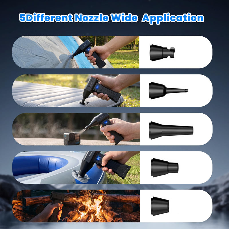 Handheld 4-Gear Powerful Electric Air Blower Dust Blower, 120000RPM Fast Charge Cordless Compressed Air Duster Cleaner Widely Used for Indoor Outdoor Vehicle Electronic Cleaning