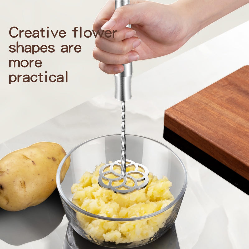 Potato Masher Stainless Steel, Hand Smasher Kitchen Tool For Potatoes, Sweet Potatoes, Avocado, Beans, Dishwasher Safe, Small