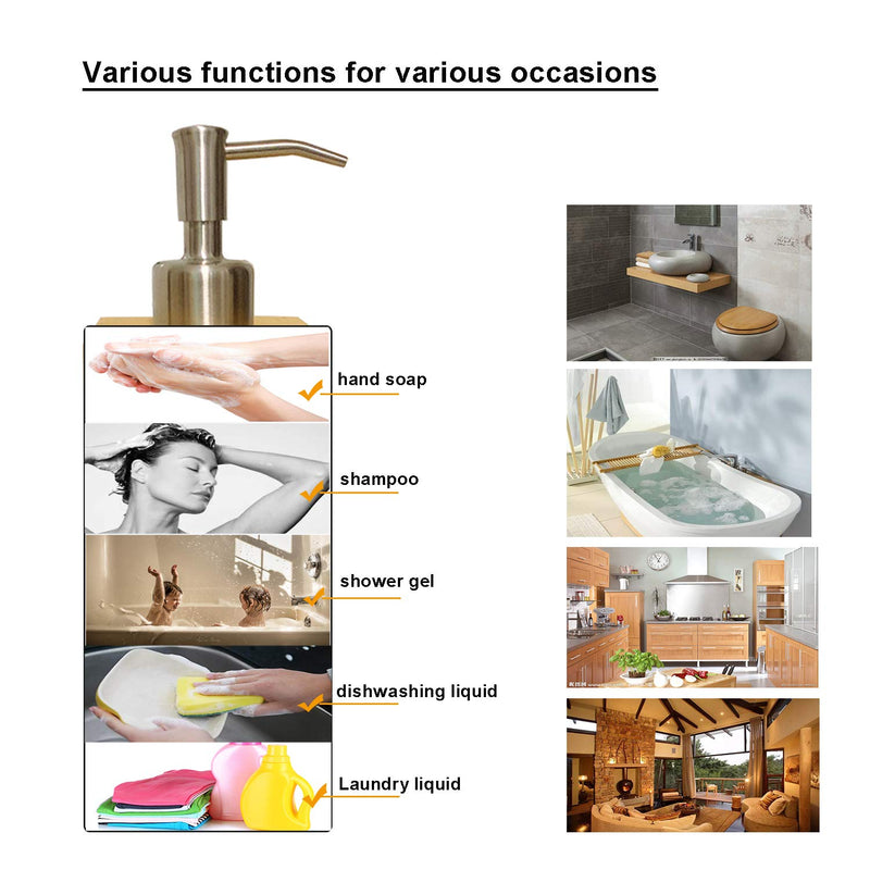 8 oz Bamboo Soap Dispenser with Stainless Steel Spray Head for Bathroom Accessories and Various Liquids, Trapezoid Trapezoid(H7 7/8"*3 3/8"*3 3/8")