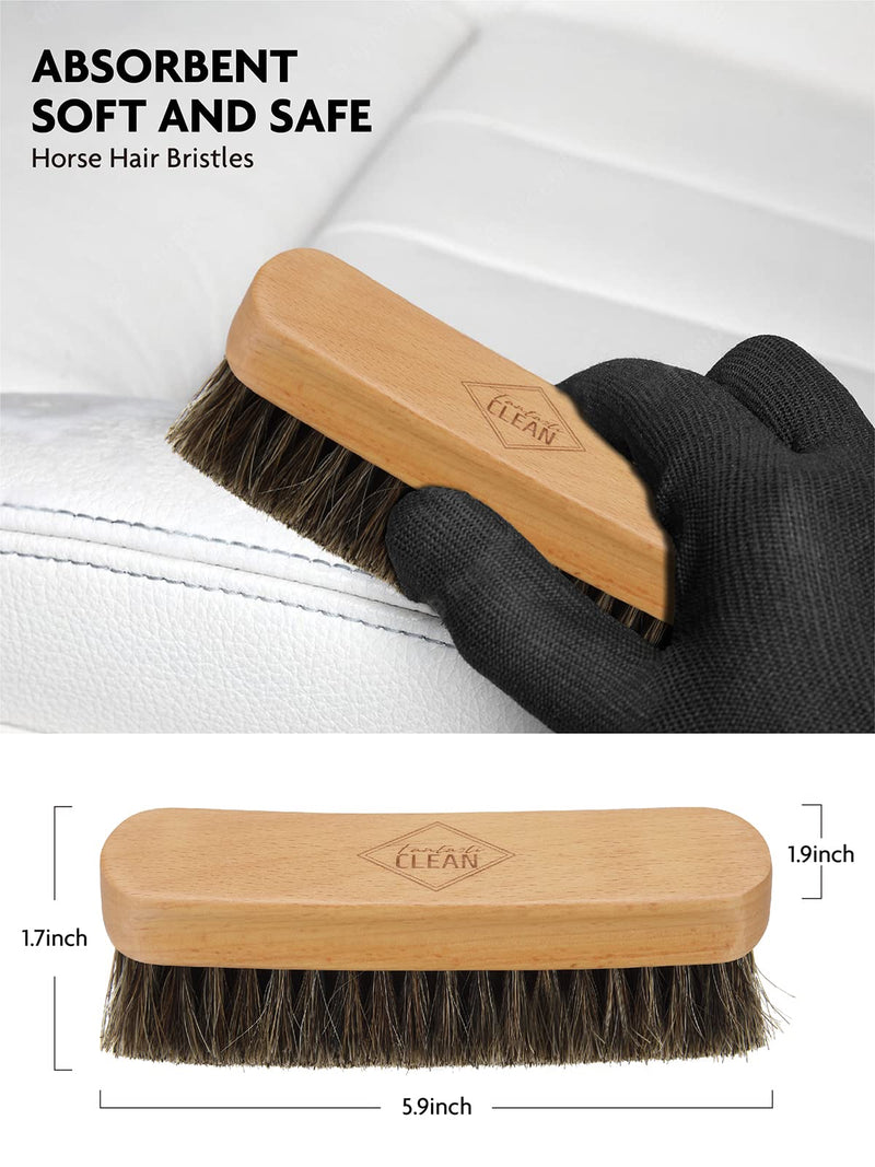 Fantasticlean 9PCS Car Interior Detailing Set, Microfiber Cloth & Applicator, Single-Head Detailing Brushes, Natural Bristles, Scratch-Free & Ultra-Soft for Seats Leather Care or Cleaning brown