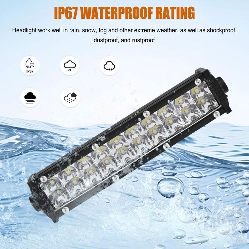 Motorcycle LED Light Bar & ON-Off Switch Headlight kit for CRF110 CRF250F KLX110 TTR110 TTR110E RM85 YZF450 60W Motocross LED Light Kit Universal for 7/8" 22mm Handlebars Pit Dirt Bike Plug and Play