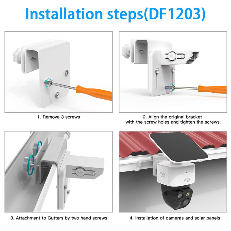 Gutter Mount Bracket Compatible with Eufy Security SoloCam S340, Solar Security Camera(1pack-White)