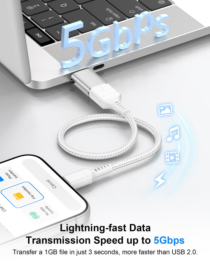 USB-C to USB-A Adapter, 5Gbps USB C Male to USB 3.0 Female OTG Converter | High-Speed Data Transfer & Fast Charging, USB Type-C Connector for iPhone 17 16 15, Samsung Galaxy S26 S25, iPad, MacBook Pro