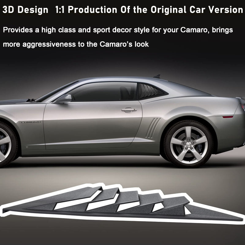 Side Window Louvers Matte Black Compatible with Chevrolet Chevy Camaro 2010 2011 2012 2013 2014 2015 Left Right 2PCS Windshield Sun Shade Cover Lambo Style Side