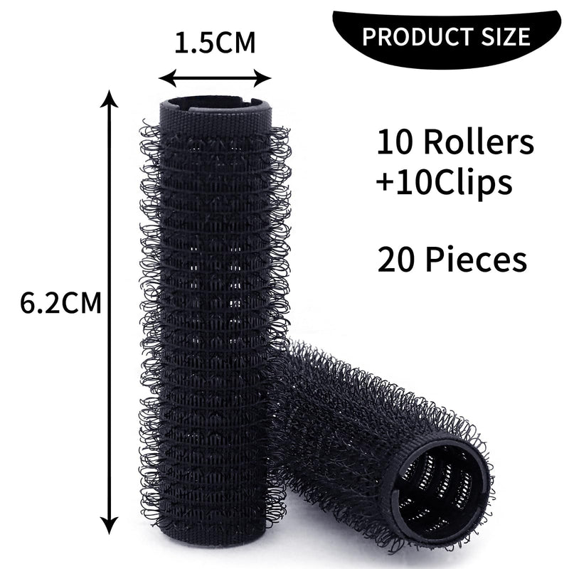 Fashion Base Self Grip Small Hair Curlers – 15mm Salon Hairdressing Rollers with 10 Clip Tools for Easy Styling – 10-Pack in Random Colors for Effortless Curls and Waves