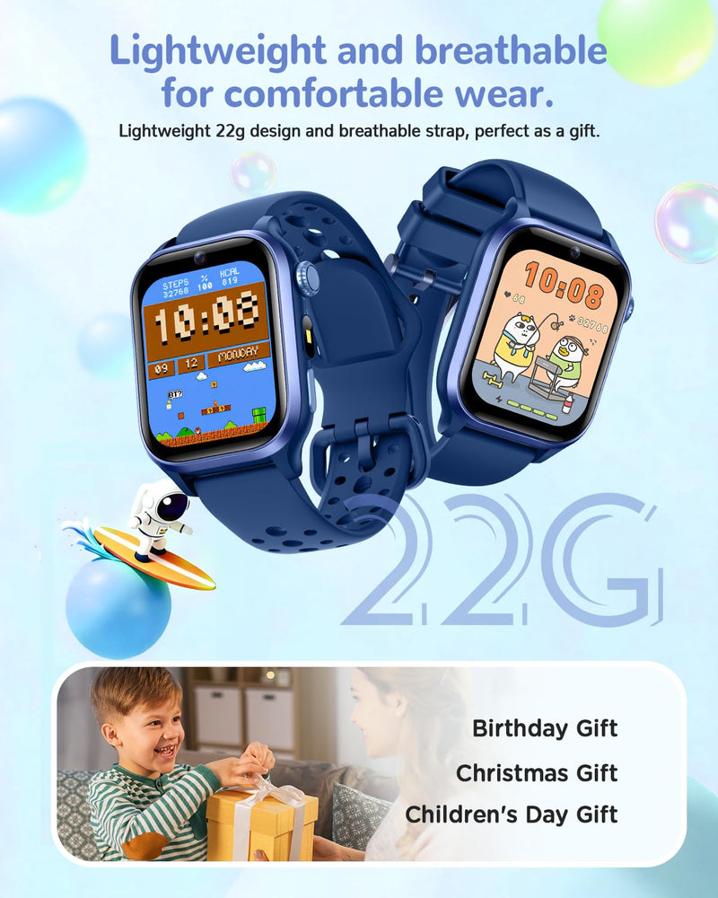 RUXINGX Kids Smart Watch No APP, 1.52" Smart Watch Fitness Trackers (Blue) | Camera,Puzzle Games,Heart Rate, Sleep Monitor,Music Player,Pedometer, for Girls Boys Teens 3-12 Blue
