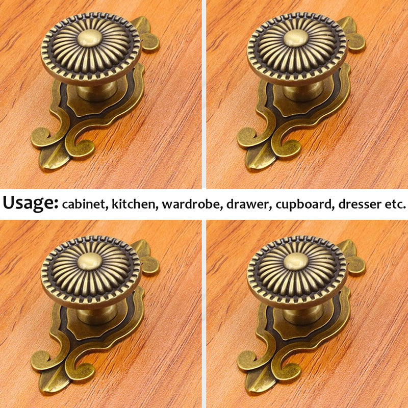 Brass Cabinet Knobs, Vintage Retro Mushroom Drawer Knobs with Backplate, Dresser Pull Handles for Kitchen/Cupboard/Wardrobe/Cabinet (Gold, 8 Pieces) Brass-backplate