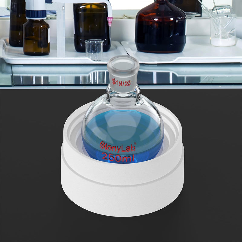 StonyLab Borosilicate Glass 250mL Heavy Wall Single Neck 1 Neck Round Bottom Flask RBF, with 19/22 Standard Taper Outer Joint - 250mL 250 ml