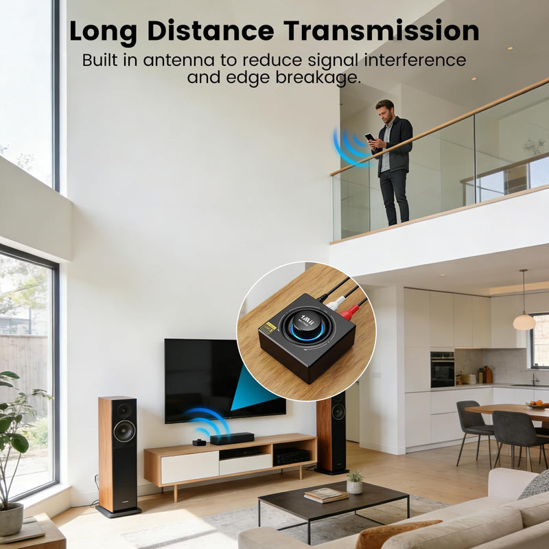 1Mii B06T3+ Bluetooth Receiver with LDAC for Home Stereo, Wired Speakers | Hi-Res Wireless Audio Adapter with aptX Low Latency & HD, Knob Volume Control, RCA/3.5mm AUX for Music Streaming