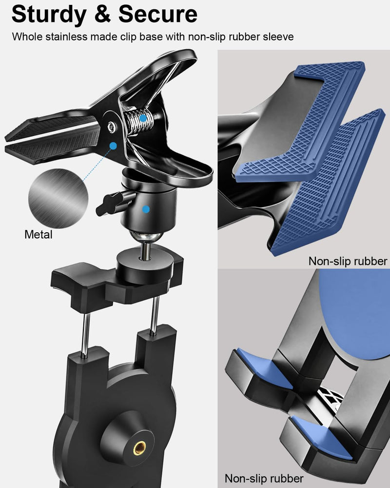 Metal Sun Visor Car Phone Holder, 360° Adjustable Magic Arm Phone Mount for Car Visor Clip, Phone Holders for Your Car for iPhone 17 Pro Max 16 15 14 13 12 11 Air Plus, S25, More 4.7 to 7" Smartphones