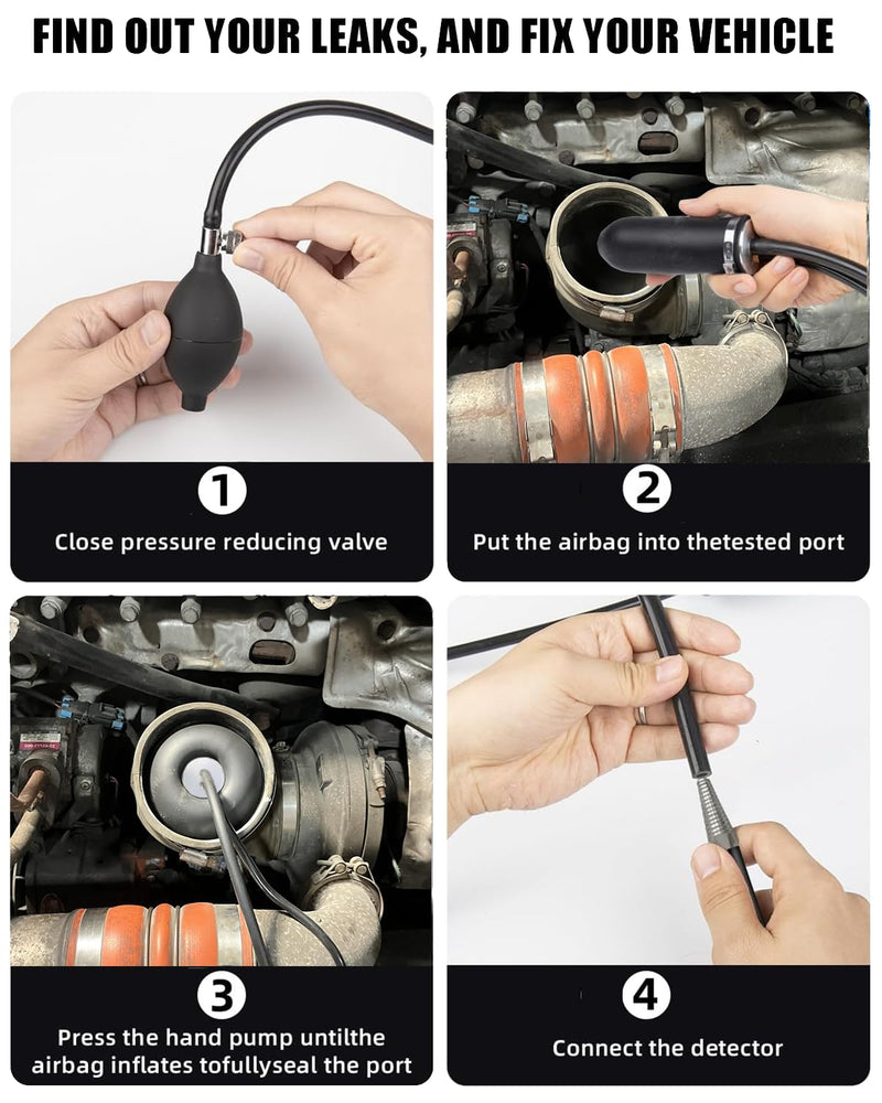 Universal Easy Intake Adapter for Smoke Machine Automotive, Inflatable Air Bladder for 12V Vehicle Pipes Fuel Leakage Detector Diagnositc Tester 2pcs bladders
