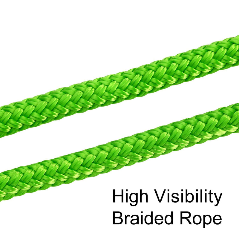 Green Floating Polypropylene Dock line Provide The Stainless Snap Hook and Incredible 12" Spliced Eye to let You Easy and Fast to go