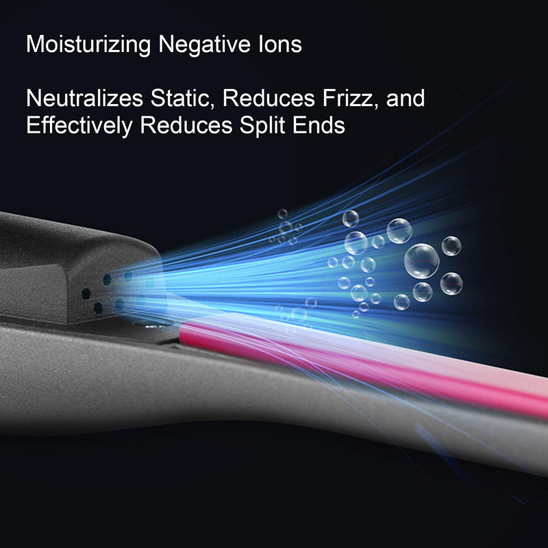 Pencil Flat Iron Cordless Small Flat Iron Hair Straightener Curler 2 in 1 with PTC Fast Heating & 2600mAh Battery (Black) Black