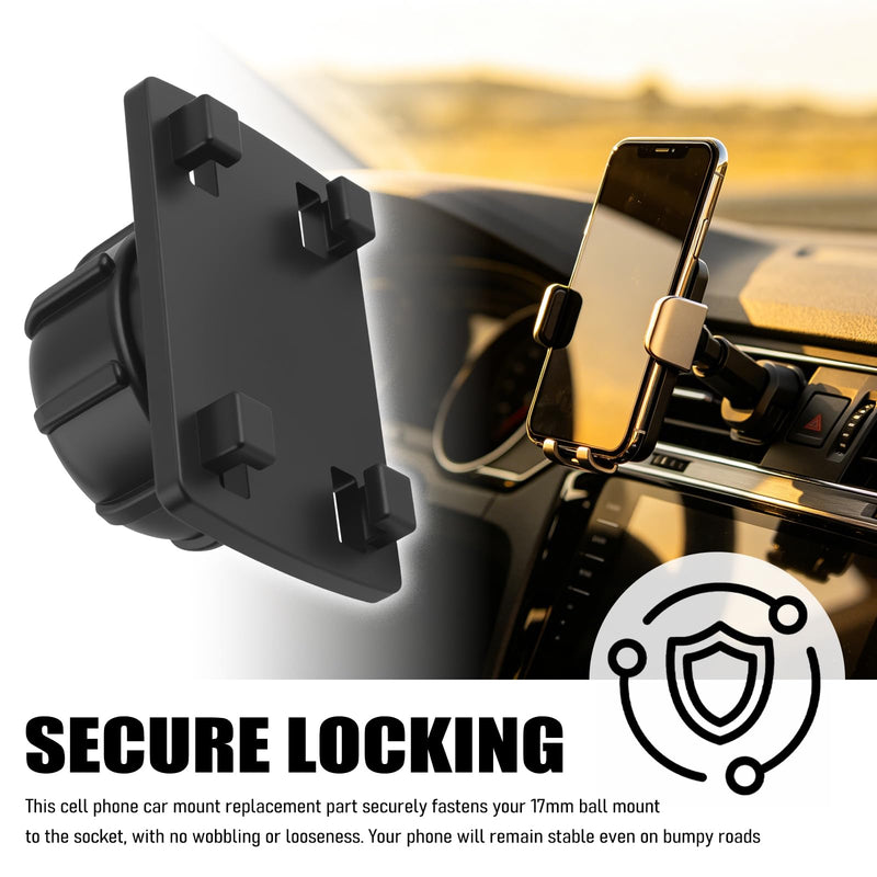 4PCS Tightening Nut & 4 Button Lock 17mm Ball Mount Socket,Non-Slip Car Mount for Phone Parts for Replacing Cars Phones Mounts,Ball Mounts Phone Holder Nut for GPS/Backup Camera