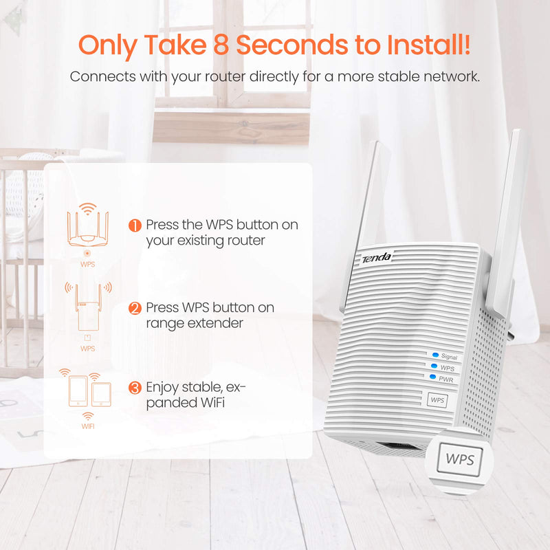Tenda AC1200 WiFi Range Extender, WiFi Repeater Wireless Signal Booster, WiFi Extender Signal Booster Covers Up to 1300 Sq.ft and 20 Devices, Dual-Band and Double-Antennas WiFi Repeater(A18) AC1200(A18)