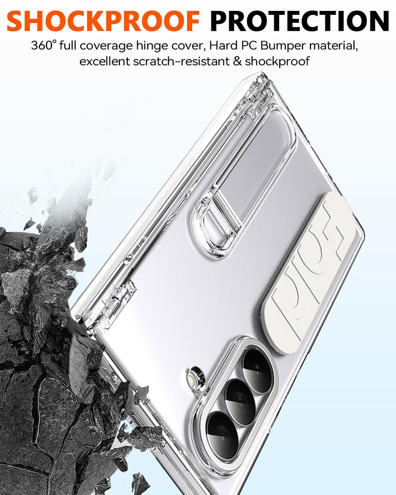 Finger Strap for Samsung Galaxy Z Fold 8 Ultra Case, All-Round Hinge Protection Cover Screen Protector Kickstand Feature Hand Finger Grip Cover Matte Slim Phone Case for Z Fold 8 Ultra Clear