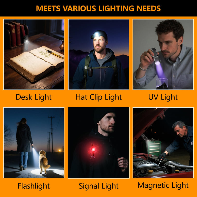  [AUSTRALIA] - SKYFIRE 2Pack Rechargeable EDC Flashlight with Electric Lighter,Clip and Magnetic Base,Mini Flash Lights with UV Red and White LED Light Portable Pocket Light for Outdoors Indoor Emergency Working
