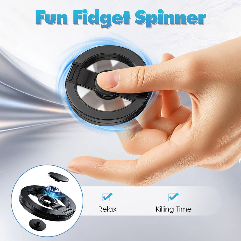 Magnetic Phone Holder for Magsafe,Magnetic Phone Grip for iPhone 12-17 | 2-in-1 MagSafe stand and fidget spinner with strong magnets for iPhone 12-17, desk, gym, travel Black