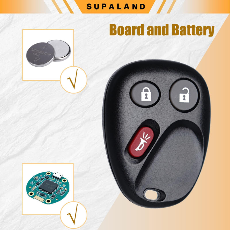 SUPALAND Key Fob Remote with Uncut Ignition Key Fits for 2003-2006 GMC Sierra Yukon Chevy Silverado Avalanche Tahoe Suburban Cadillac Escalade Hummer H2 LHJ011 Transponder Key B91P/B102P
