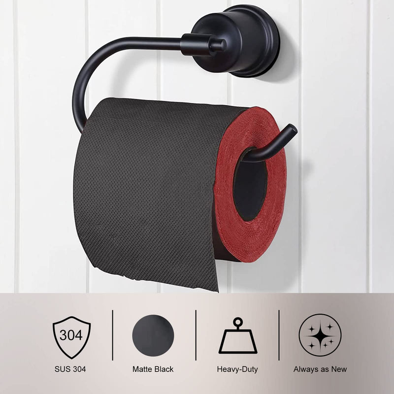 WOWOW Toilet Paper Roll Holder Wall Mount - Matte Black Bathroom Modern Toilet Papers Towels Roll Holders Wall Mounted, Stainless Steel Paper Roll Hand Towel Holders for Bathroom Kitchen Washroom Wall Black Toilet Paper Holder