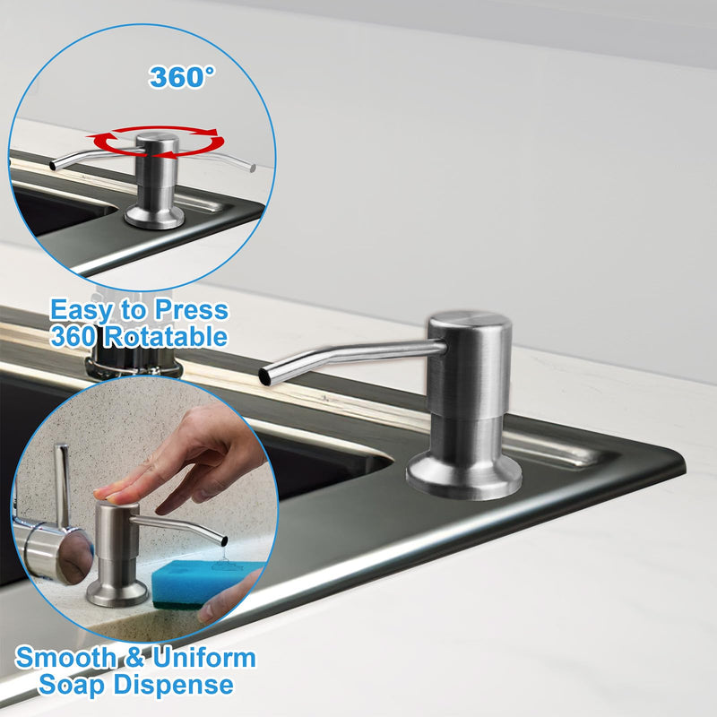 2-Pack Stainless Steel Soap Dispenser for Kitchen Sink, Built-in Kitchen soap Dispenser Kit with 47" Extension Tube, Check Valve,Multiple Sealing Plugs, No More Frequent Refills Brushed Nickel 2