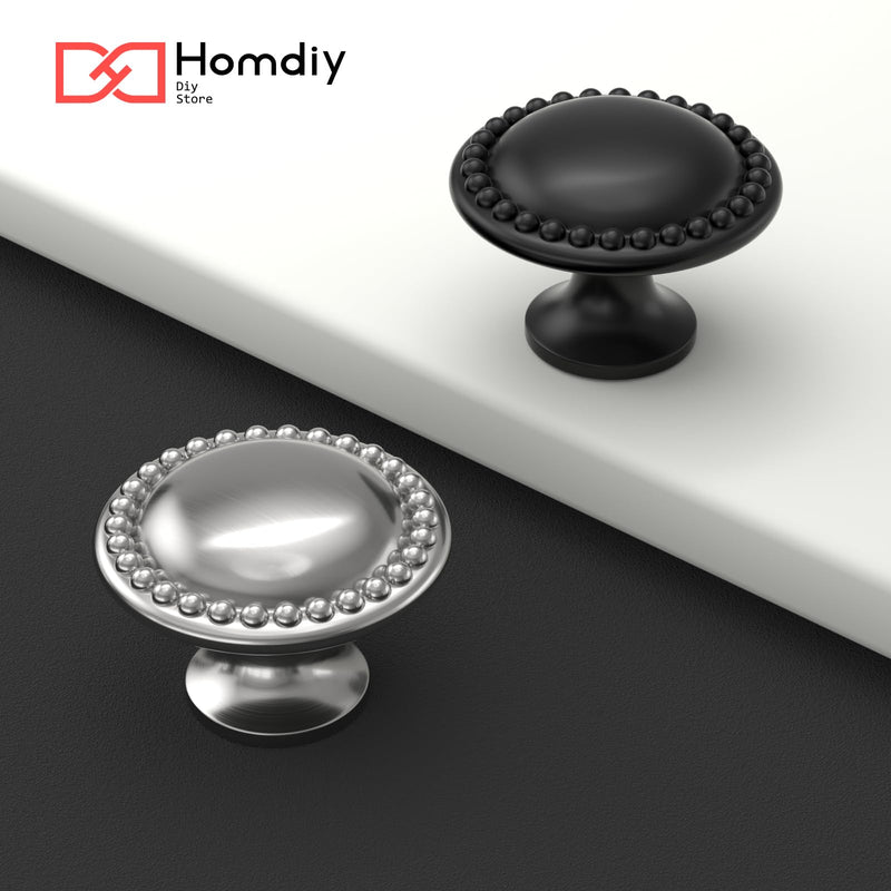 homdiy 20 Pack Black Cabinet Knobs Solid Zinc Alloy Matte Black Cabinet Konbs Ktichen Cupboard Hardware Drawer Dresser Hardware