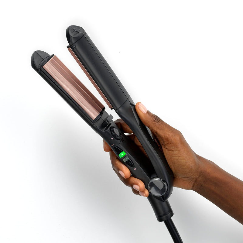 BaByliss Hair Crimper - Tourmaline Ceramic Coated Crimping Iron, 10 Heat Settings up to 210°C, Texture & Volume Styling Tool, Black, 2165CU Gold