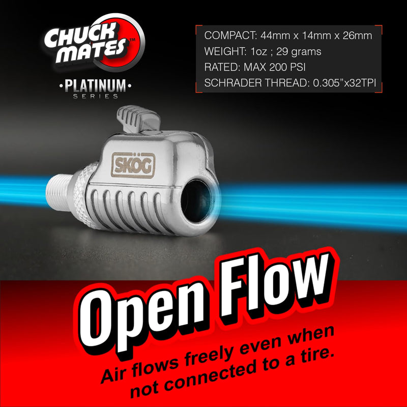 Chuck Mates™ Platinum (1 Pack) Quick-Connect with Patented RatchetSeal™ Technology for Tire Inflators Open-Type Speed Clip 1 Pack