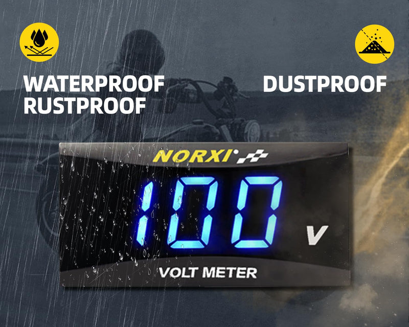 DC 12V Car Digital Voltmeter, Digital Volt Meter 12 Volt LED Display Voltage DC 12-100V Voltage Gauge Waterproof, Volt Gauge for Car Motorcycle SUV Boat, Blue