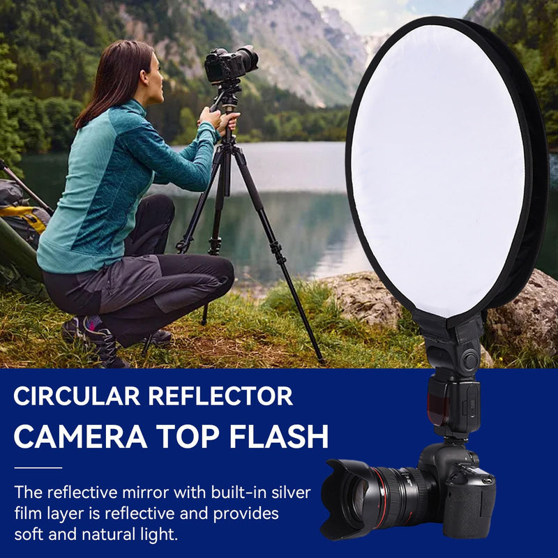 Flash Diffuser Light Softbox, Mini Portable Round Beauty Dish Disc Light Reflector Camera Flash Reflector Photography Accessories (40cm) 40cm