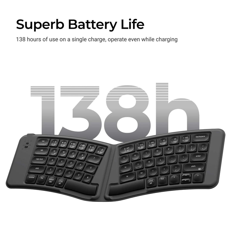 Keychron B11 Pro Ultra-Slim Foldable Wireless Keyboard, 65% Alice Layout | Three Device Switching 1000 Hz Polling 2.4 GHz Wired Mode Launcher Key Remapping Up to 138 Hour Lab Tested Battery Life