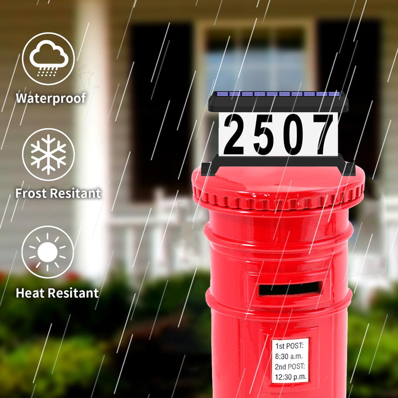 Solar Mailbox Numbers, Double sided Solar House Numbers for Outside, Waterproof RGBW Color Changing Remote Control, Lighted Modern Address Sign Solar Powered for Mailbox(solar rgbw) Black(solar rgbw)