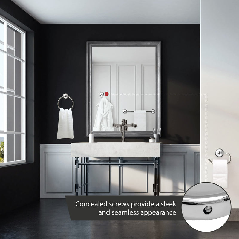 Design House 559260 Savannah Towel and Robe Hook, Polished Chrome and White 2 Robe Hook