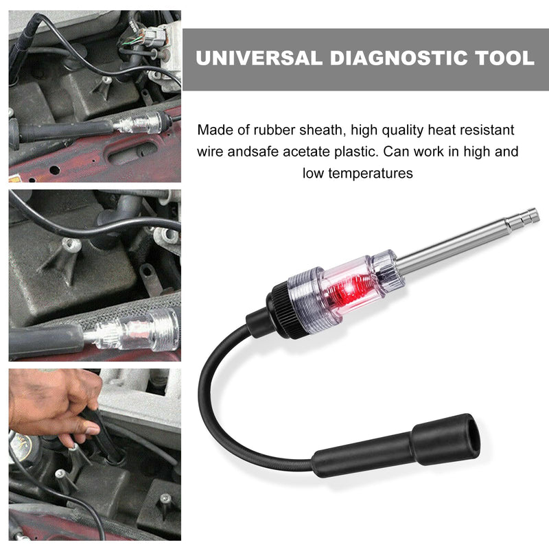 2PCS Inline Spark Plug Tester, Straight Boot Engine Ignition Coil Tester, Internal/External Engine Checker Armature Diagnostic Detector for Automobile Motorcycle Lawn Mower 2PCS