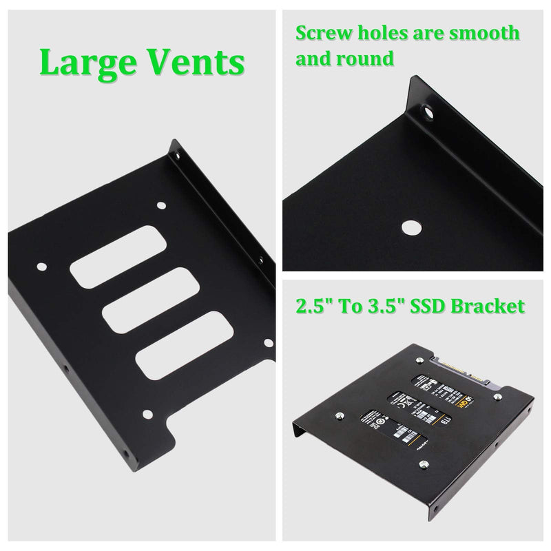 2Pcs 2.5" to 3.5" SSD HDD Hard Disk Drive Bays Holder Metal Mounting Bracket Adapter with Screws & Screwdriver for PC Pack of 2