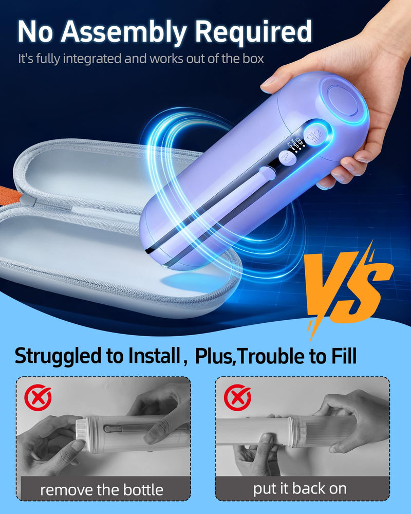 Electric Portable Bidet for Travel, Rechargeable USB-C Handheld High Pressure Sprayer, Camping 6.8oz Smart Foldable Water Storage, 2000mAh Battery Long Life, Personal Cleaner for Men & Women (Purple) Purple