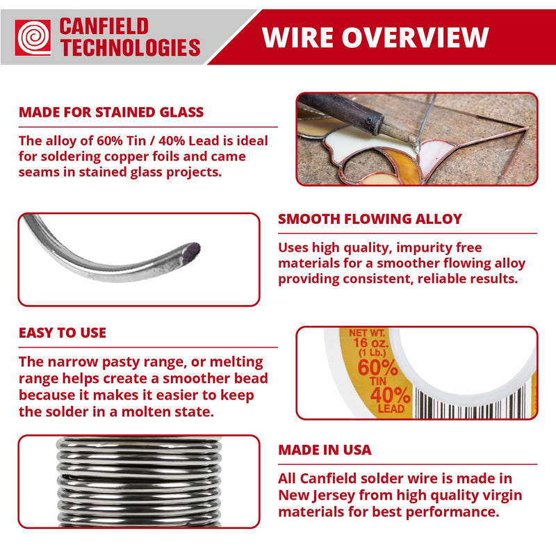 Canfield 60/40 solder for stained glass One Pack