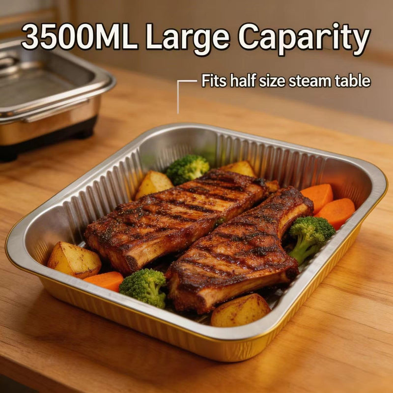 Gold Aluminum Foil Baking Pans 9"×13" with Lids | Heavy-Duty, 10 Pack + 10 Lids, Disposable, Reusable, 3500ML Capacity 13"×9"(10pack+10Lids)