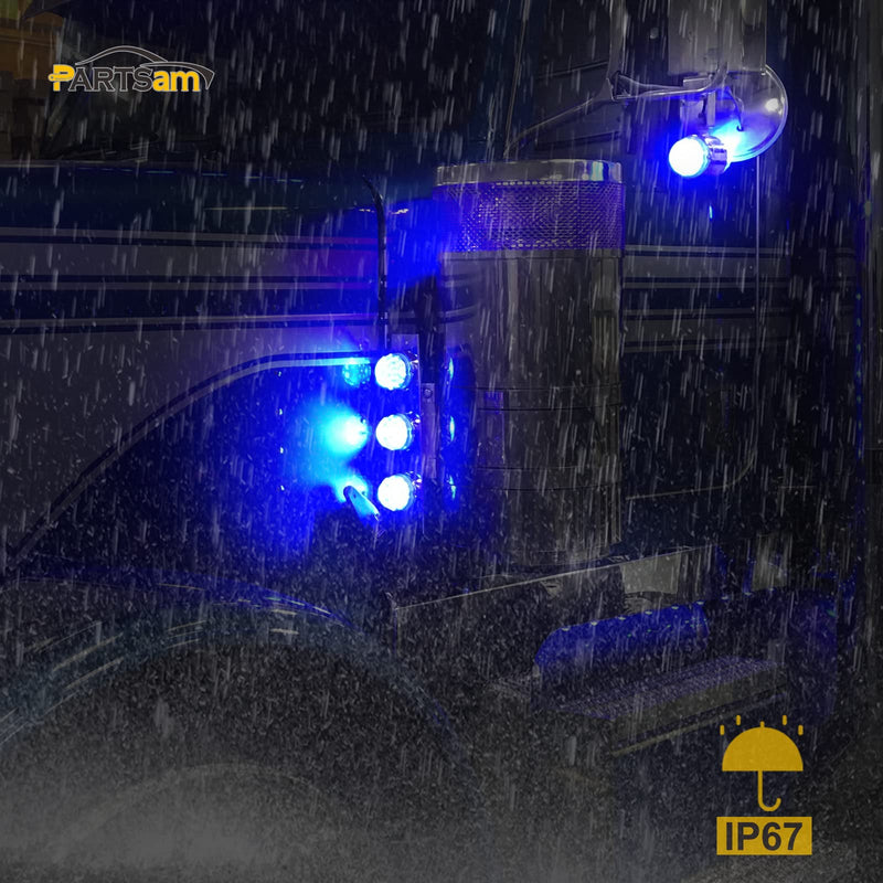 Partsam 1Pc Dual Revolution Watermelon Light, Amber 17LED Turn Signal/Marker Lights to Blue Auxiliary Light, Underglow Lights Compatible with Freightliner Kenworth Peterbilt Trucks Amber/Blue