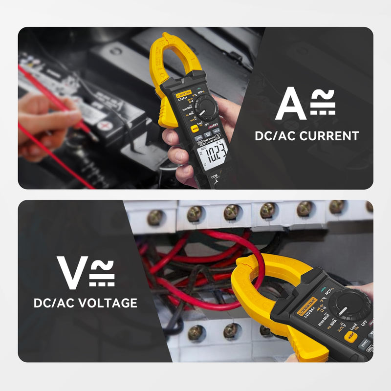 Digital Clamp Meter Multimeter 4000 Counts Voltage Tester with Auto Range, AC/DC Voltage, AC Current, Resistance, Capacitance, Continuity Diode,Live Wire Test, NCV, True RMS, AC Current Meter LD202A+ LD202A+ 4000 Counts AC Current