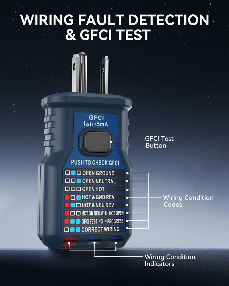 Circuit Breaker Finder with LCD Display, GFCI Outlet Tester, 90-130V Electrical Circuit Tracer Tool with NCV Tset & Flashlight, Includes Carrying Case with Adapter, Alligator Clips