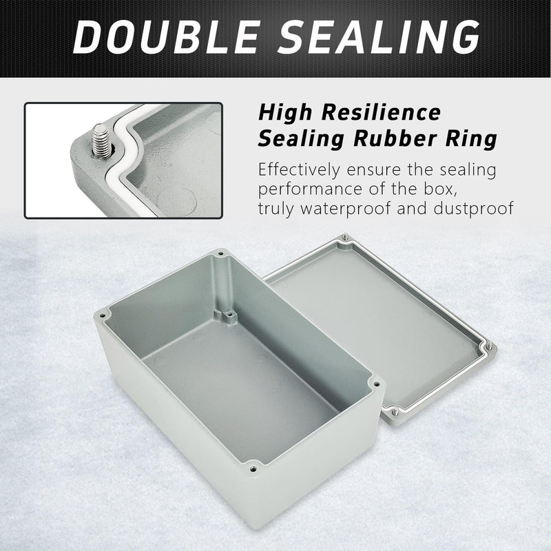 Waterproof Electrical Junction Box 7.4“x4.72”x3“D Aluminum Alloy Enclosure Project Box Dustproof Waterproof IP66 Aluminum Alloy Metal Junction Box Outdoor Electrical Universal Enclosure Box 7.4x4.72x3''